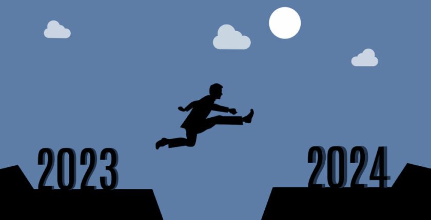 A Man Jumping Over A Gap Between Numbers
