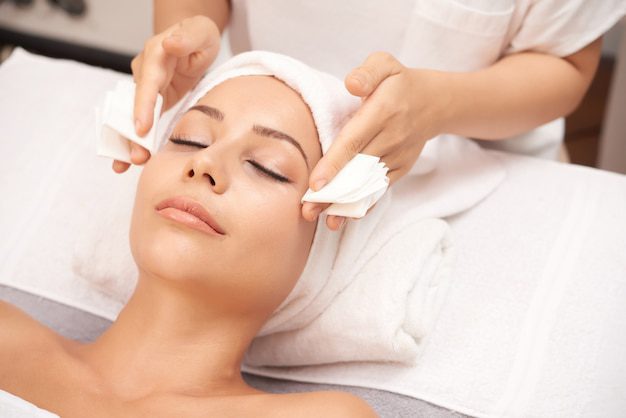 Attractive Woman Getting Face Beauty Procedures Spa Salon 1098 18097