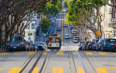 A Cable Car On A Street